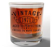Vintage 1971 Printed 11oz Whiskey Glass - 54th Birthday Gifts for Men - Cheers to 54 years old - 54th birthday decorations for him - Best Engraved Bourbon Gift ideas for Men - Dad Grandpa 2.0