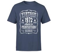 Vintage 1972 Aged to Perfection 52nd Birthday Gift Mens T Shirt Gift for Him Navy Blue XL