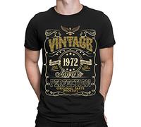 Vintage 1972 Aged to Perfection Original Parts Mostly 54th Birthday Mens T-Shirt Gift for Him Black M