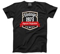 Vintage 1973 - Aged to Perfection 50th Birthday Mens Unisex T-Shirt 50 Years Old Tshirt 50yrs Old Black Large