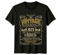 Vintage 1973 Mens T-Shirt 52nd Birthday Gift Aged to Perfection Graphic Tee for Men M Black