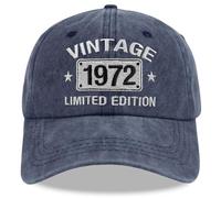 Vintage 1974 1973 1972 1971 1970 1969 1968 1967 1966 1965 Limited Edition Adjustable Embroidered Baseball Cap, Navy, One size