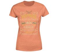 Vintage 1974 Aged to Perfection Original Parts Mostly 51st Birthday Womens T Shirt Heather Orange 14
