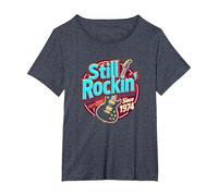 Vintage 1974 Still Rockin' Since Women's Music Lover Gift T-Shirt, Women's Plus, Heather Blue, 2X