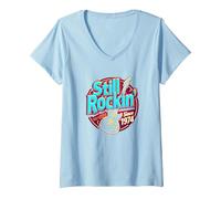 Vintage 1974 Still Rockin' Since Women's Music Lover Gift V-Neck T-Shirt, Women, Baby Blue, S