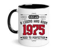 Vintage 1975 Coffee Mug, 50th Birthday Gifts for Men Women, Fifty Birthday Gift for Him 1975, Ideas for 50 Year Old Female, Turning 50 Gift for Her, Sister, Mom, Daughter, Dad, Husband, Brother
