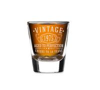 Vintage 1975 Etched 1.75oz 1pk Shot Glass - Happy 50th Birthday Gifts Women Men, Cheers to 50 Years, Turning 50 Year Old Woman Decorations Decor, Anniversary Bday Party Favors, Best Gift Ideas 1.0