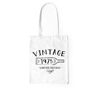 Vintage 1975 Tote Bag One Size White 44th Birthday 44 Years Old Gift Wine Beach Canvas Bag