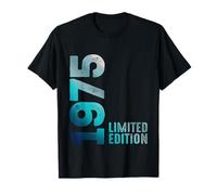 Vintage 1975 Year 1975 Retro 1975 50th Birthday T-Shirt - Black, Unisex Adult, Short Sleeve, Classic Fit, Crew Neck, 1975 Retro Pattern - Perfect for 1975 Birthday Celebrants