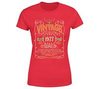 Vintage 1977 Aged to Perfection Original Parts Mostly 48th Birthday Womens T Shirt Red 8