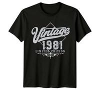 Vintage 1981 Limited Edition Mens Graphic T Shirt 45th Birthday Retro Tee for Men XL Black