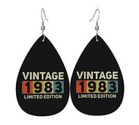 Vintage 1983 40th Birthday Leather Earrings For Women Dangle Earring Drop Pendant With Hook Gifts For Adult Girl