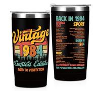 Vintage 1984, 41st Birthday Gifts for Men, 41st Birthday Decorations Tumbler, 20 oz Stainless Steel Insulated Coffee Mug, Gifts for 41 Year Old Man Dad, Travel Cup Thermos, Black Drinking Cup for Car