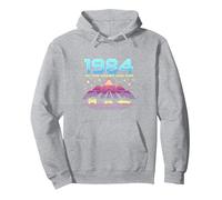 Vintage 1984 Legends Born Retro Gaming Car Graphic Pullover Hoodie, Adult Unisex, Heather Grey, L
