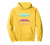 Vintage 1984 Legends Born Retro Gaming Car Graphic Pullover Hoodie, Adult Unisex, Lemon, L
