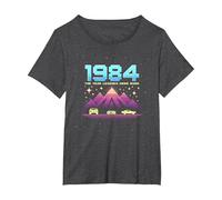 Vintage 1984 Legends Born Retro Gaming Car Graphic T-Shirt, Women's Plus, Dark Heather Grey, 1X