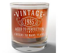 Vintage 1985 Etched 11oz Whiskey Glass - 40th Birthday Gifts for Men - Cheers to 40 years old - 40th birthday decorations for him - Best Engraved Bourbon Gift ideas for Men - Dad Grandpa 2.0