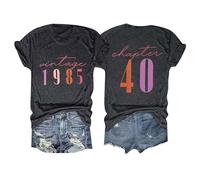 Vintage 1985 T Shirts for Women 40th Birthday Shirts Gifts Born in 1985 Retro Short Sleeve Tee Tops
