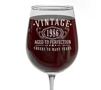 Vintage 1986 Etched 16oz Stemmed Wine Glass - 39th Birthday Gifts for Women - Cheers to 39 years old - 39th decorations for her - Best Engraved Wine Gift ideas for Women - Mom Grandma 2.0