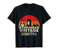 Vintage 1986 Floppy Disk VHS Cassette Tape 80s 90s birthday T-Shirt