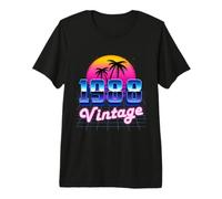 Vintage 1988 Birthday 38 Years 80's Retro Palm Tree Sunset Premium T-Shirt