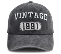 Vintage 1990 1991 1992 1993 1994 1995 1996 1997 1998 1999 Hat for Men Women, Funny Adjustable Cotton Birthday Baseball Cap, 1991 Black, One size