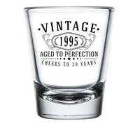 Vintage 1995 Black Printed 1.75oz 1pk Shot Glass - Happy 30th Birthday Gifts Women Men, Cheers to 30 Years, Turning 30 Woman Decorations Decor, Anniversary Bday Party Favors, Best Gift Ideas 1.0