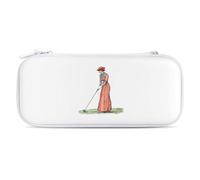 Vintage 19th Century Golfing Woman Carrying Case Compatible with Switch Hard Travel Storage Bag with 15 Game Card Slots