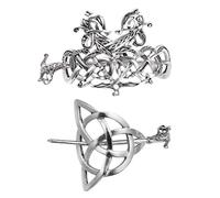 Vintage 2 Pcs Viking Metal Clips Hair Accessories for Parties | Silver Alloy Barrettes Create Charming Hairstyles for School Events, Braids, Mothers, Girlfriends, Retro Costume Styling