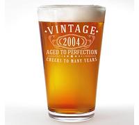 Vintage 2004 Etched 16oz Pint Beer Glass - 21st Birthday Gifts for Men - Cheers to 21 years old - 21st birthday decorations for him - Best Engraved Beer Gift ideas for Men - Dad Grandpa 2.0