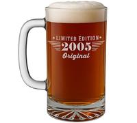 Vintage 2005 Etched 16oz Glass Beer Mug Stein - Happy 21st Birthday Gifts, Decorations Men Women Guy, Turning 21 Year Old, Bday Party Favors Supplies, Finally 21 Best Gift Idea Son Maverick