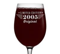 Vintage 2005 Etched 16oz Stemmed Wine Glass - Happy 21st Birthday Gifts, Decorations Men Women Guy, Turning 21 Year Old, Bday Party Favors Supplies, Finally 21 Best Gift Idea Son Maverick