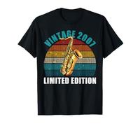 Vintage 2007 18 Years Old Saxophone Player 18th Birthday T-Shirt