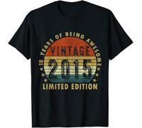 Vintage 2015 Limited Edition 10 Years of Being Awesome Kids Womens Mens T Shirt 12-13 Black