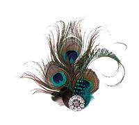 Vintage 20s Peacock Feather Flapper Headband Wedding Headpiece Style B, natural color