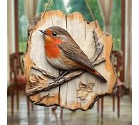 Vintage 2D Bird Wooden Signage, Handmade Boxwood Bird Wall Hanging, Rustic Farmhouse Robin Birds Wall Decor, Garden Flower Birds Market Porch Home Photo Background for Indoor and Outdoor Use