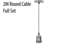 Vintage 2M Lamp Holder Pendant Light Fitting Round Cable E27 Base Satin Nickel Holder