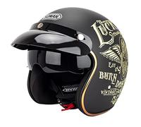 Vintage 3/4 Motorcycle Open Face Helmet Men Retro Motorbike Half Helmet with Lengthen Visor Sunglasses Helmet for Cruiser Scooter Street Bike Jet Pilot Helmet DOT/ECE Approved Lucky 13,S