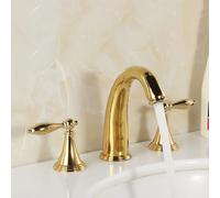 Vintage 3-Hole Bathroom Faucet Dual Handle Brass Tap Elegant Gold Finish Classic Retro Design for Traditional & Modern Bathrooms Stylish & Plumbing Fixture