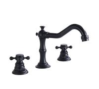 Vintage 3 Hole Double Handle Basin Mixer Tap Basin Taps Mixers 360 ° Rotatable Brass,Black LWX