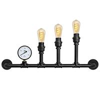 Vintage 3 Lamp Industrial Water Pipe Wall Light Steampunk Copper Rustic with Guage M0166-F