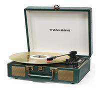 Vintage 3-Speed Bluetooth Portable USB Suitcase Record Player with Built-in Speakers | Upgraded Vinyl Turntable Audio Sound| Includes Extra Stylus & Mat | Green