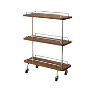Vintage 3-Tier Rolling Storage Cart - Multi-Purpose Utility Cart with Wood & Metal Design for Living Room Balcony Kitchen - & Stylish End Table