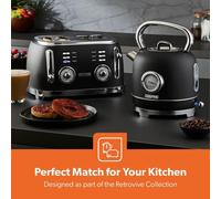 Vintage 3000w Cordless Stainless Steel Dial Kettle & 1500w 4 Slice Toaster Combo