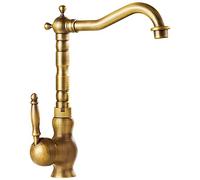 Vintage 360° Swivel Bathroom Faucet Brass Single Handle Mixer Tap Hot & Cold Water Ceramic Valve & ABS Aerator Ideal for Sink & Bathroom