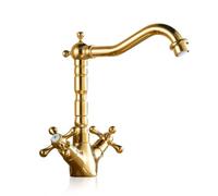 Vintage 360° Swivel Brass Bathroom Faucet Antique Style Dual Handle Sink Mixer Tap Retro Washbasin Fixture Bronze Finish for Elegant Bathroom Decor