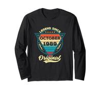 Vintage 36th Birthday Legend Since October 1989 Long Sleeve T-Shirt