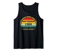 Vintage 37th Birthday Legends Were Born In September 1988 Tank Top