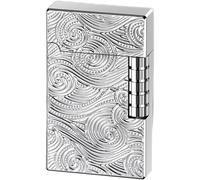 Vintage 3D Carved Side Wheel Trench Kerosene Lighter Soft Flame Kerosene Reusable Lighter for Candles Firework Camping (Silver)