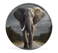 Vintage 3D Elephant Wall Art Round Mental Wall Plaque Hanging Decoration Modern Circular Rustic Artwork Sign 12" X 12" For Bedroom Living Room Office Outdoor